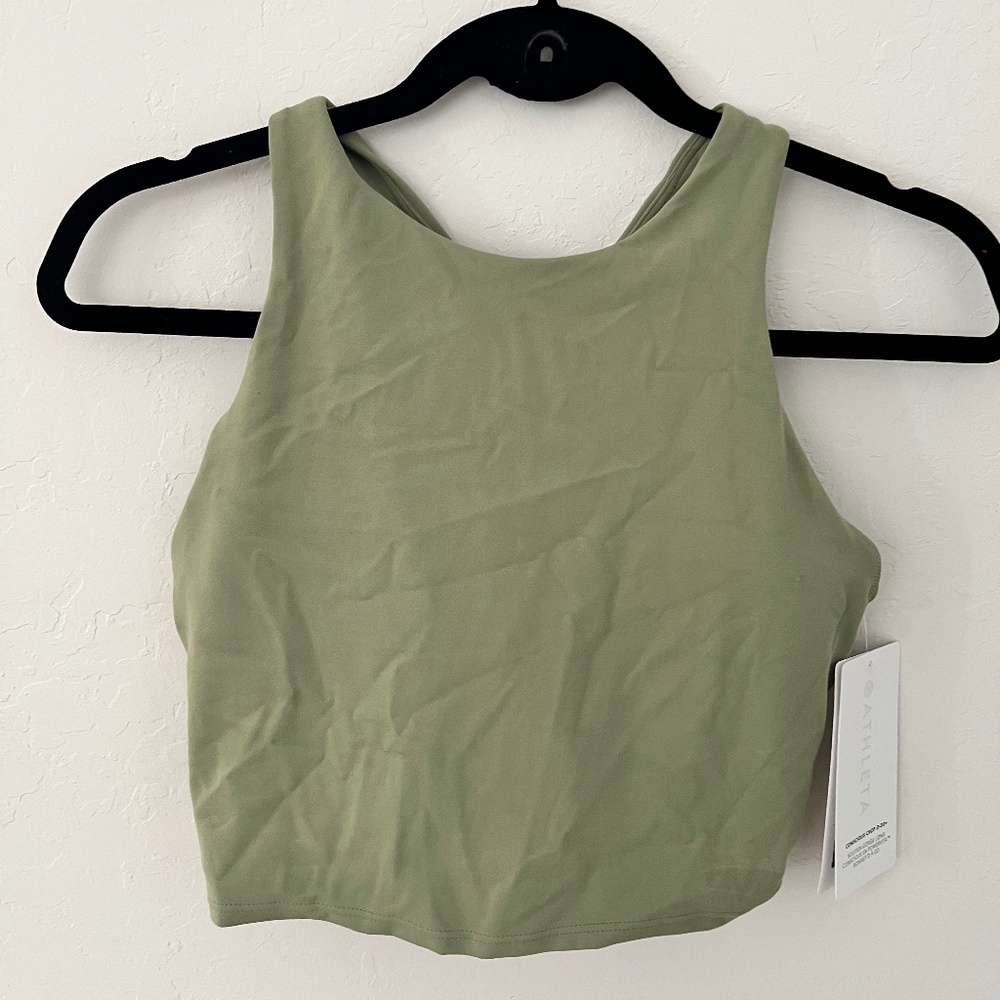 NWT Athleta “Conscious Crop” Workout Top/Sports Bra in Green